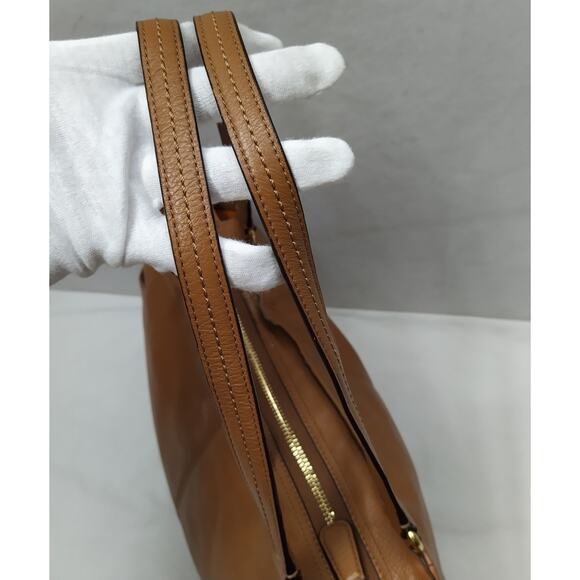 Coach Brown Pebbled Leather Double Handles Zipper Tote Bag - Picture 6 of 16